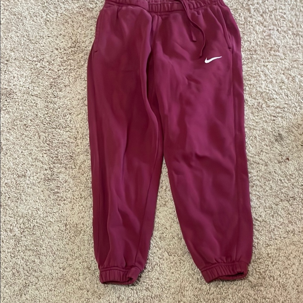 Nike Red Jogger Sweatpants with Elastic Cuffs
